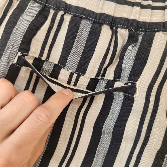 Madewell Linen Blend Grey Black Evelyn Stripes Pull On Shorts Women's S - Picture 5 of 9